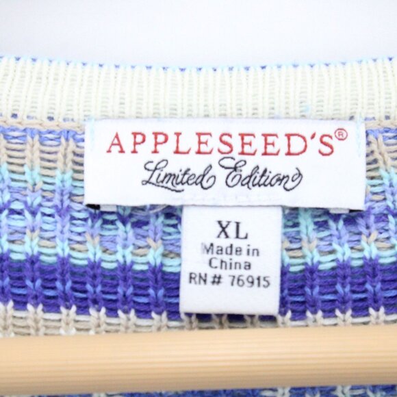 Appleseed's Limited Edition Cardigan Womens Blue Fair Isle Pointelle Light XL - Picture 6 of 9